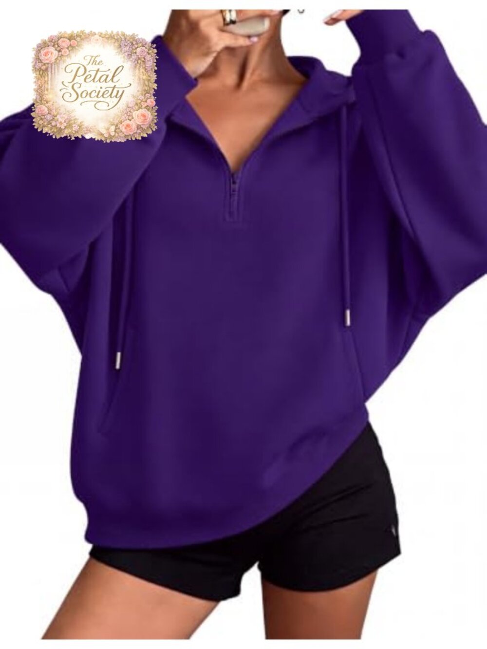 Half Zip Oversized Hoodie Sweatshirt Pullover with Pockets